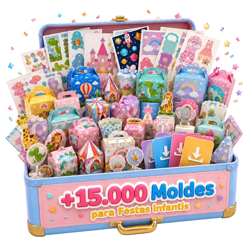 Maleta com mais de 15 mil moldes para festas infantis